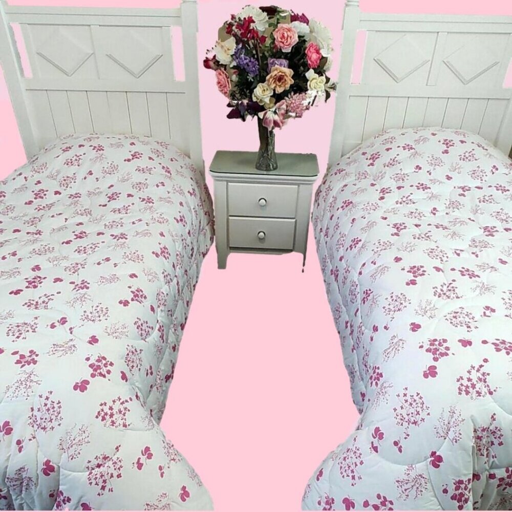 D. Porthault Luxury Pink Floral Twin Comforter Bedding